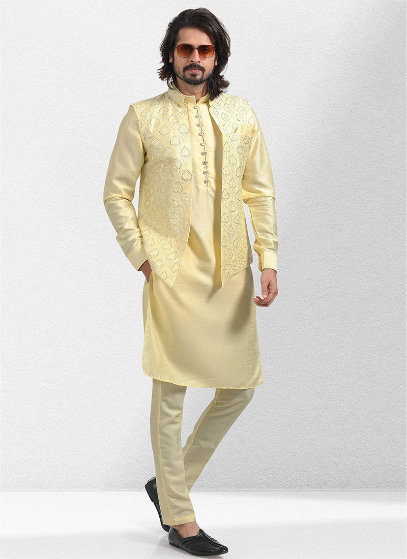 Luxurious Handcrafted art silk Premium Kurta Pajama | Designed to Elevate Your Style for Cultural Events