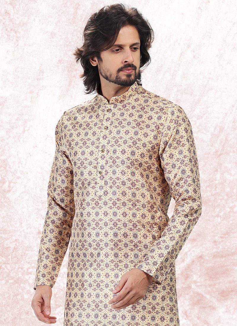 Opulent Grand banarasi silk Premium Kurta Pajama | Handcrafted with Intricate Details for Timeless Appeal