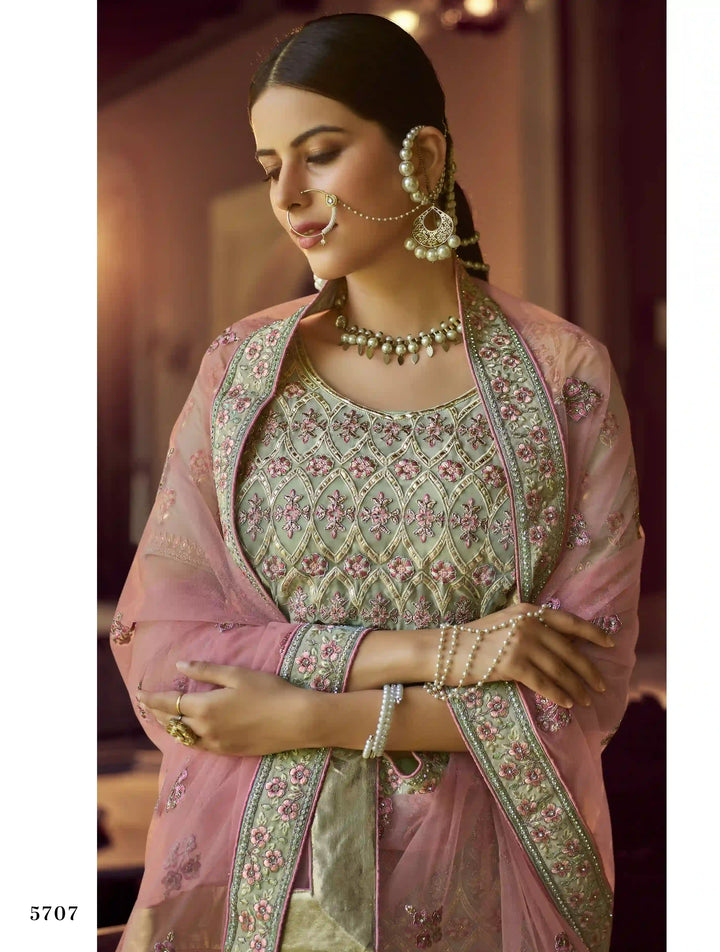 M46 Elegant Green Lehenga | Gota & Resham Work for Weddings & Celebrations
