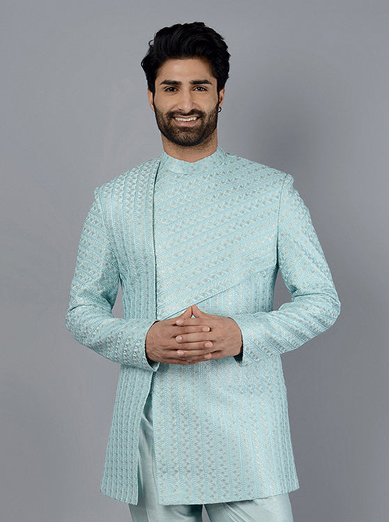 Sky Blue Indowestern | Perfect for Engagement & Traditional Events