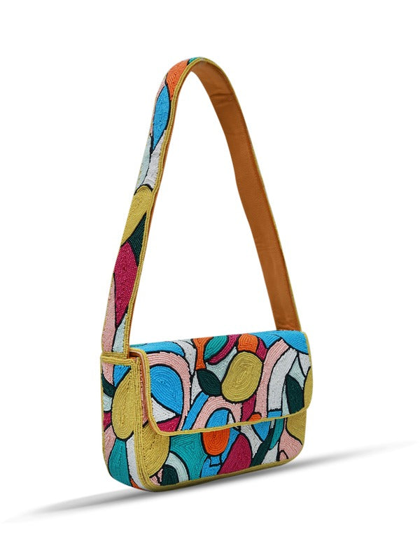 Poppy Multicolor Baguette Bag with Handle | Chic Designer Handbag