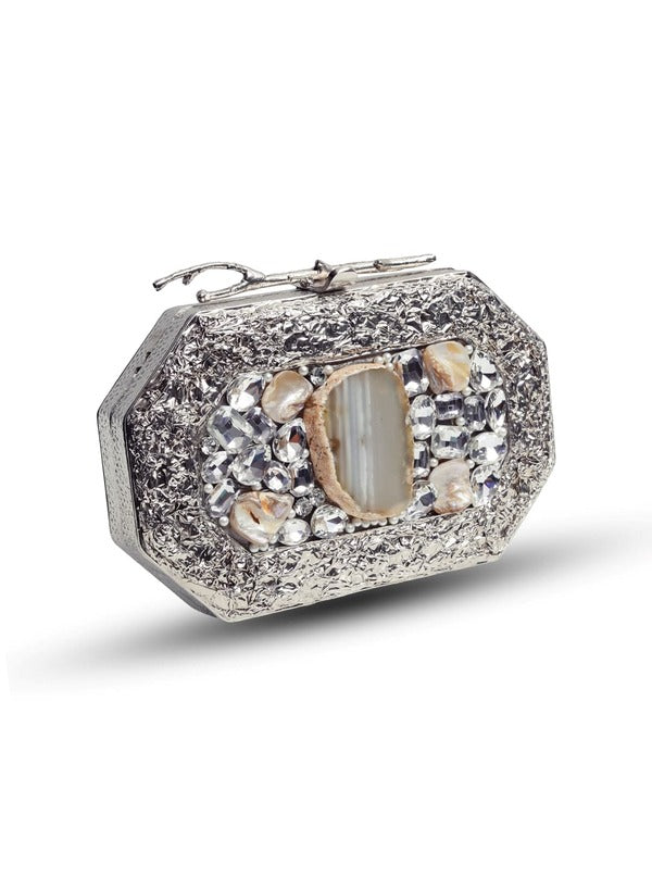 Burj Embellished Agate Stone Clutch | Designer Fashion Statement Bag