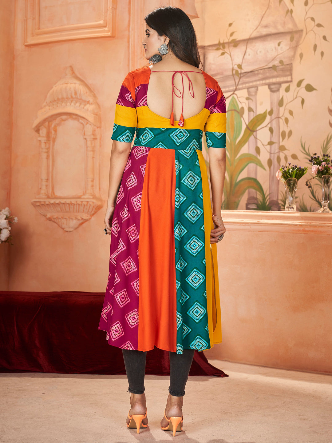 Beautiful Multi-Color Embroidered Rayon Navratri Wear Kurti