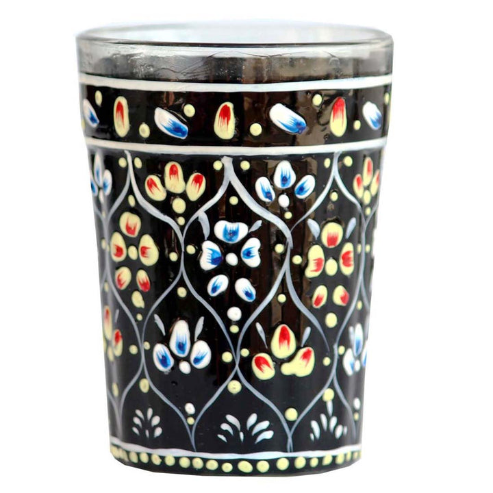 Meenakari Decorative Tea Kettle | 6 Glass Set with Wooden Tray