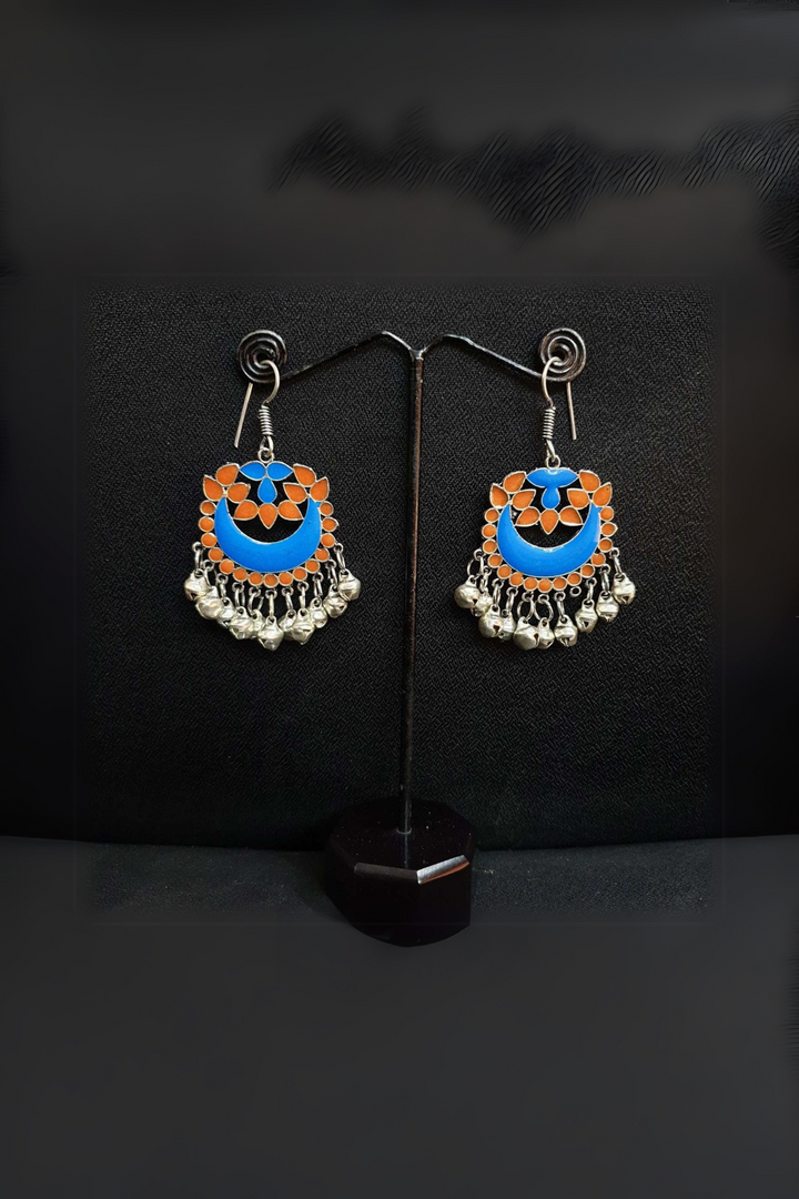 Turquoise Meenakari Oxidized | Floral Hoops Earrings Style Statement
