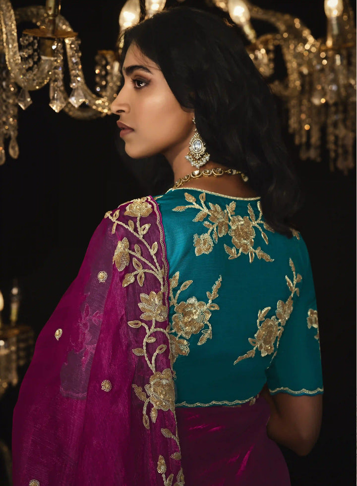 Bright Pink Fancy Saree with Heavy Embroidery for Wedding Saree