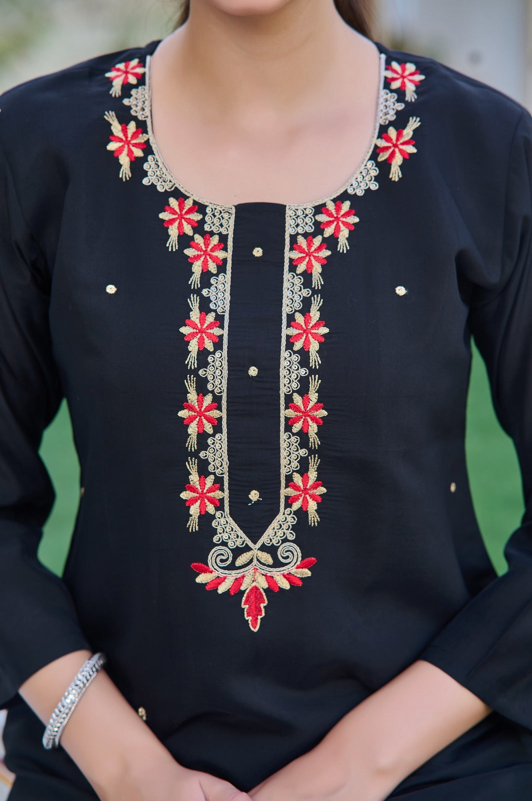 Black Chanderi Kurta Pant | Jacquard Dupatta for Festive Wear