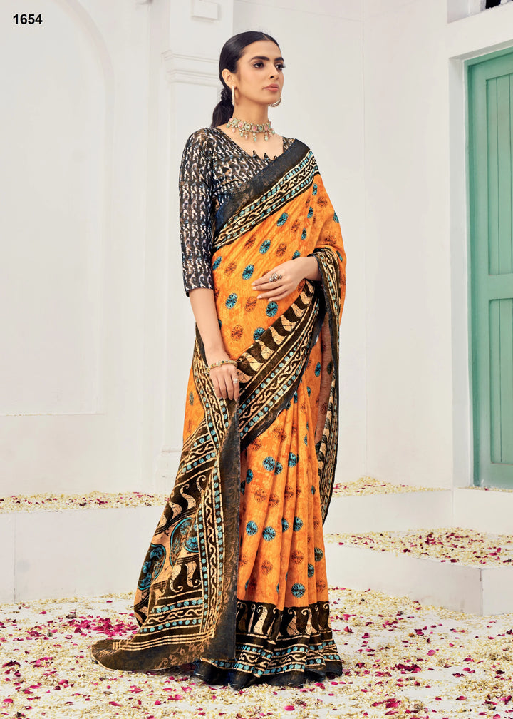 Shine in Silk – Deep Yellow Jacquard Saree for Occasions