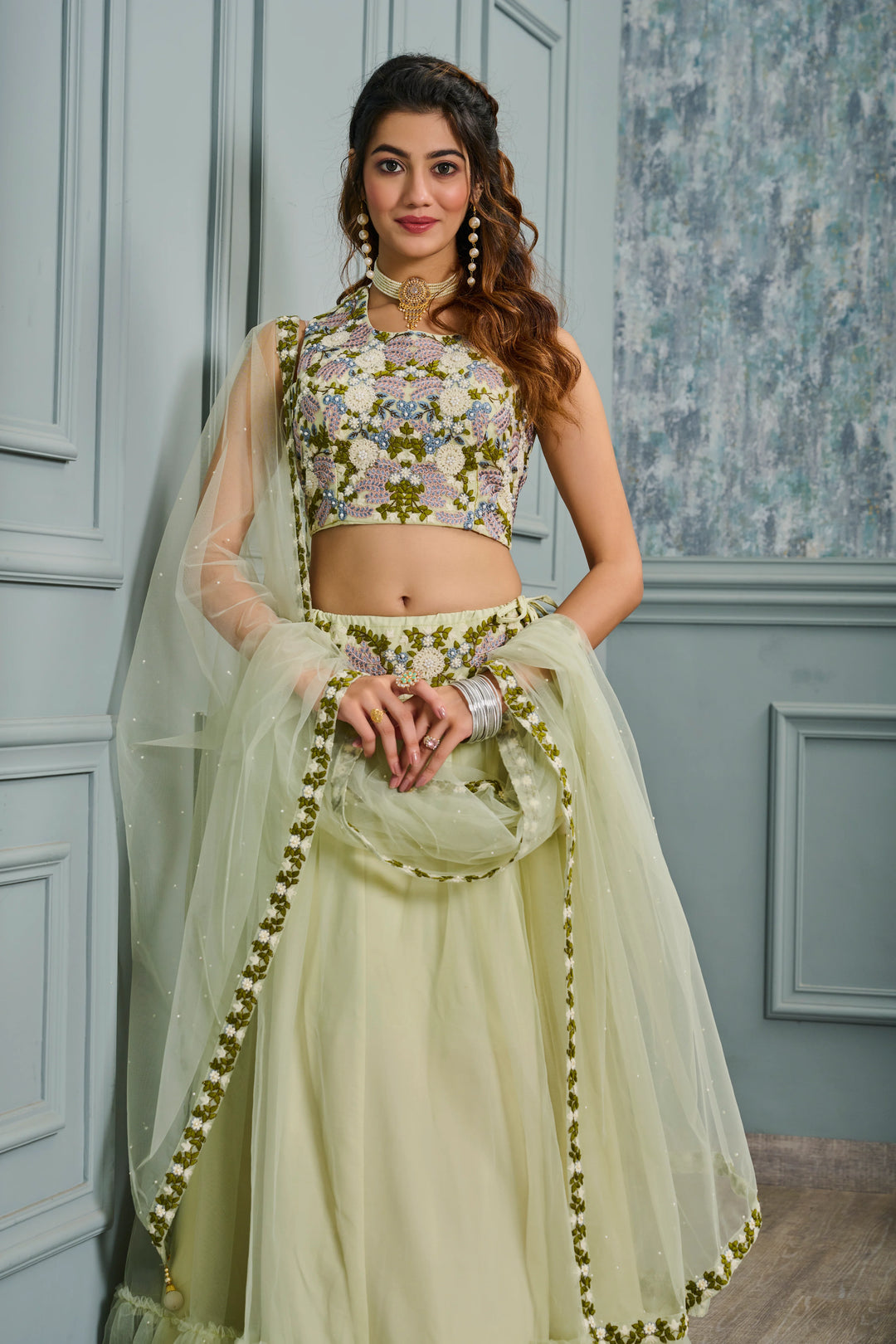 Light Green Georgette Lehenga Set Perfect for Celebrations
