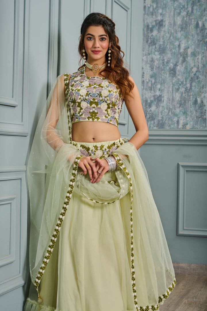 Light Green Georgette Lehenga Set Perfect for Celebrations