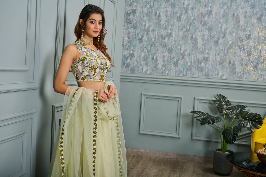 Light Green Georgette Lehenga Set Perfect for Celebrations