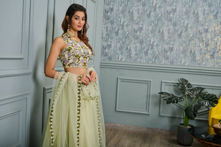 Light Green Georgette Lehenga Set Perfect for Celebrations