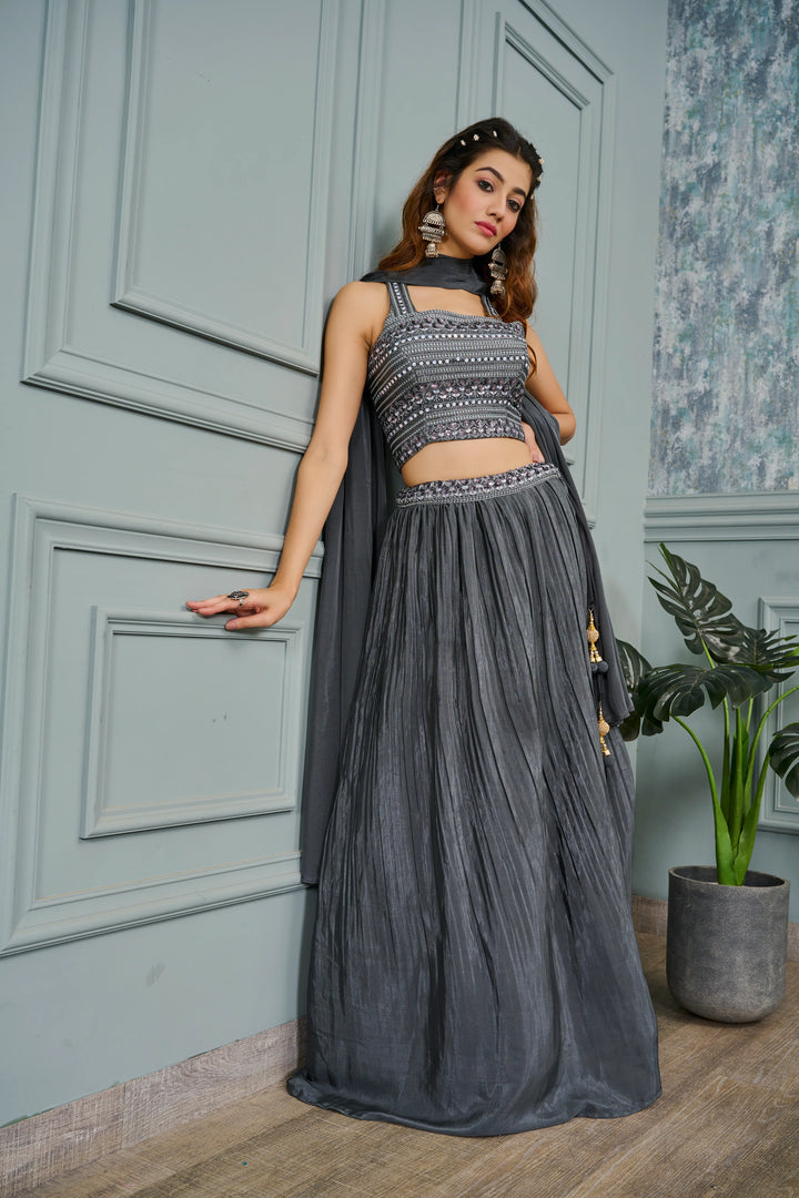 Stunning Georgette Lehenga Set with Embroidered Blouse & Dupatta
