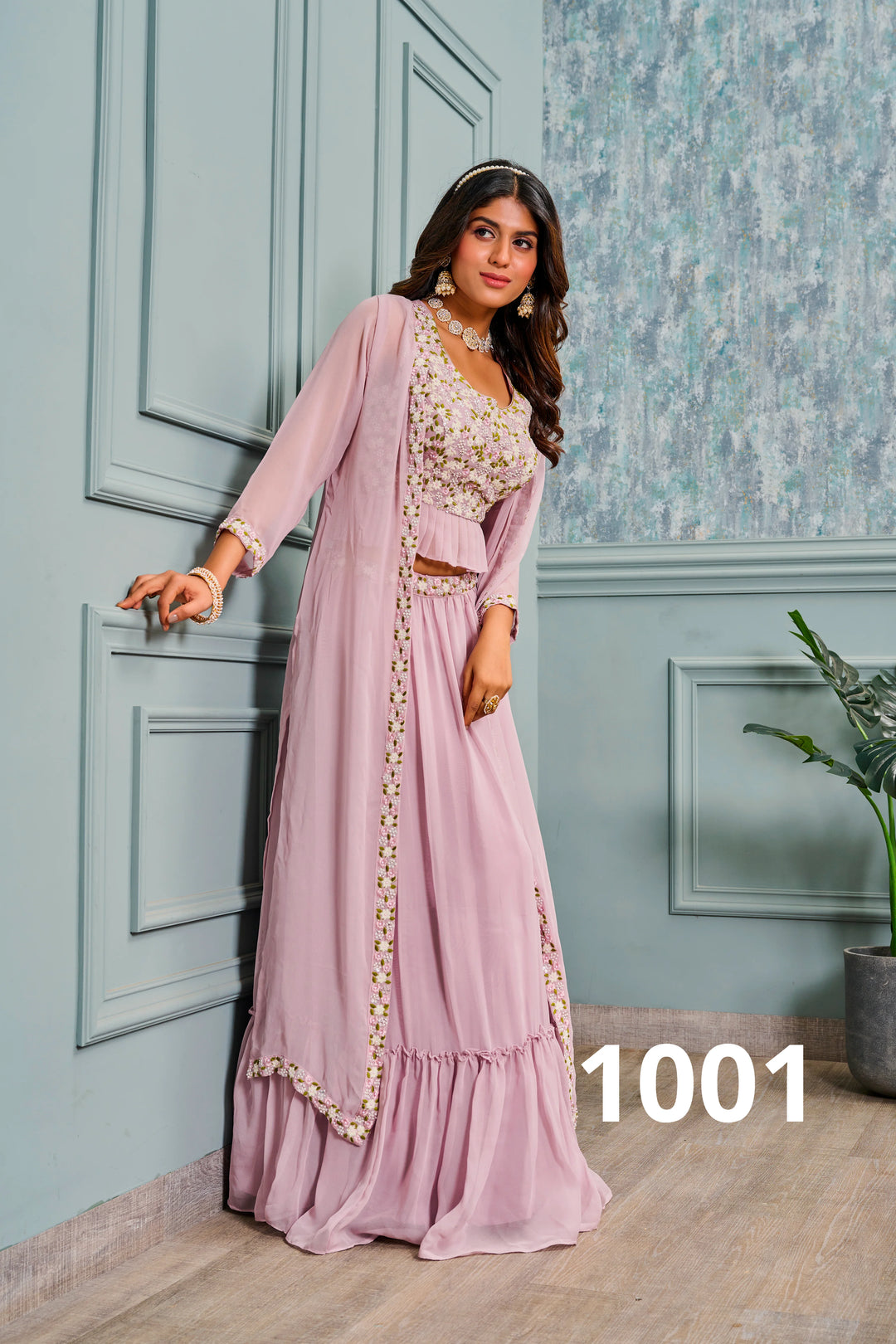 Elegant Lavender Lehenga with Patch Work & Sequins Embroidery