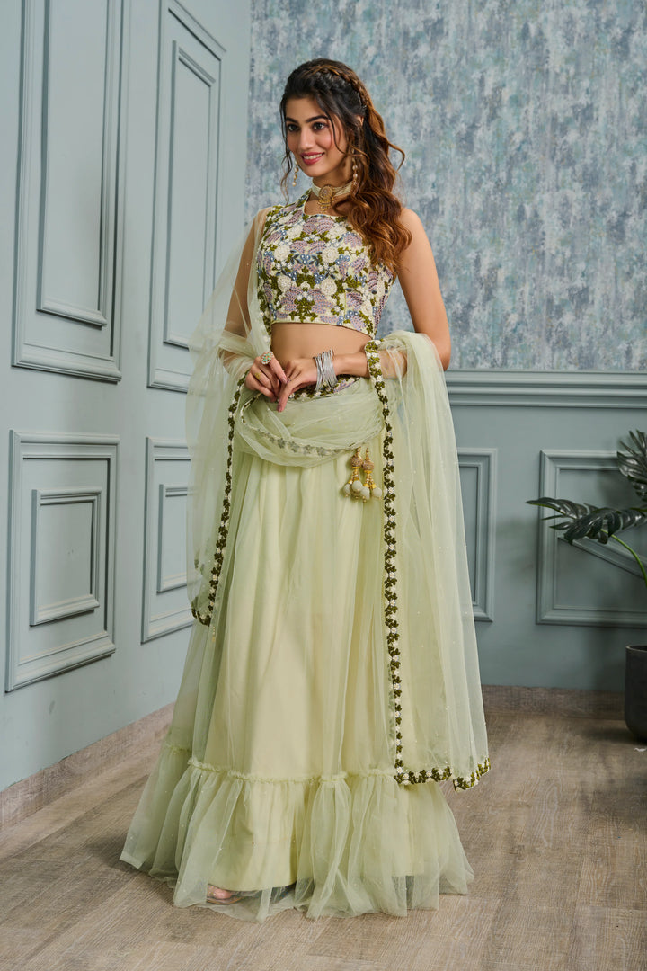 Light Green Georgette Lehenga Set Perfect for Celebrations