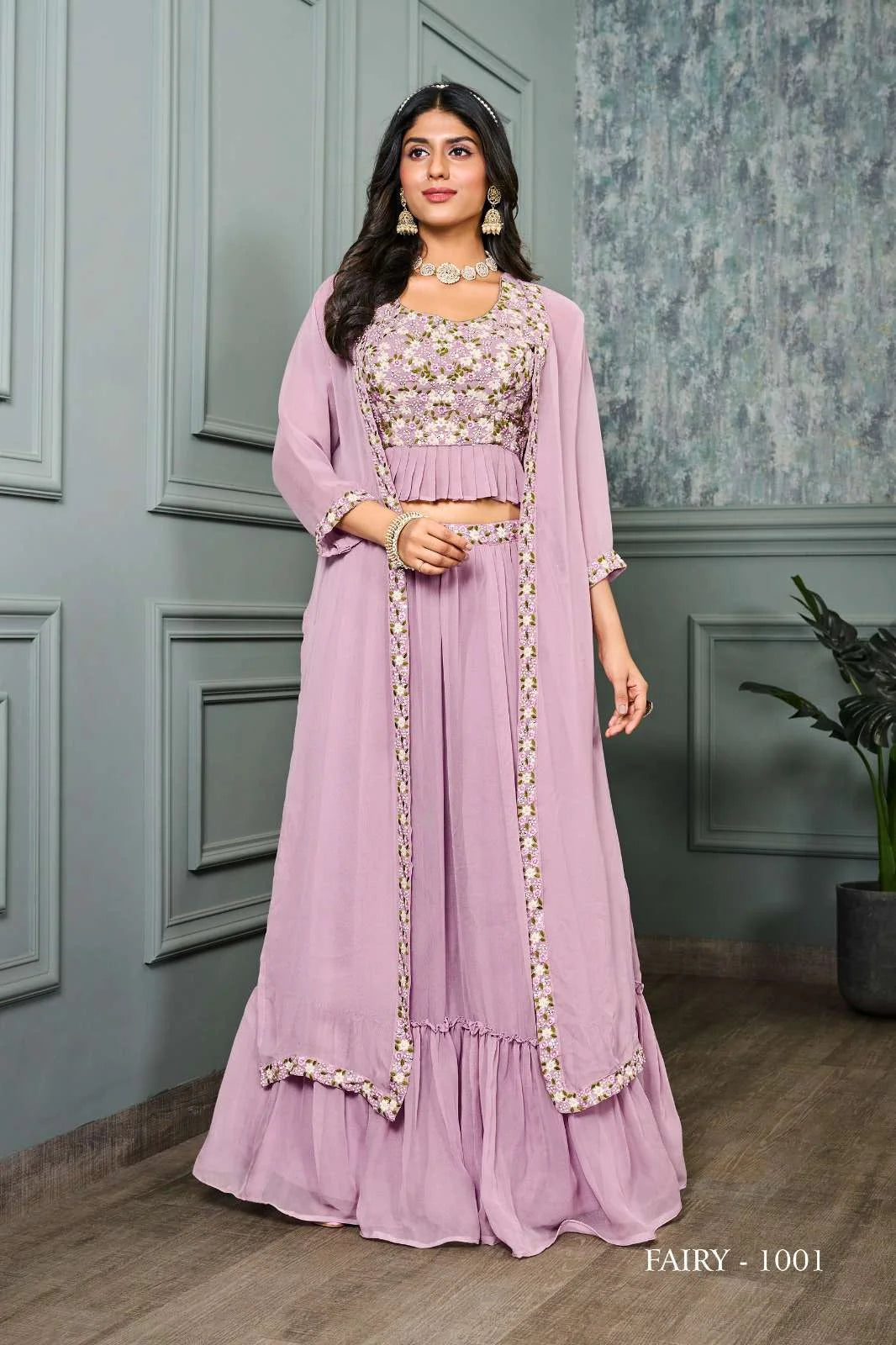 Elegant Lavender Lehenga with Patch Work & Sequins Embroidery