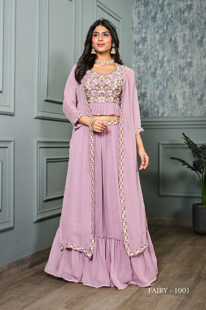 Elegant Lavender Lehenga with Patch Work & Sequins Embroidery