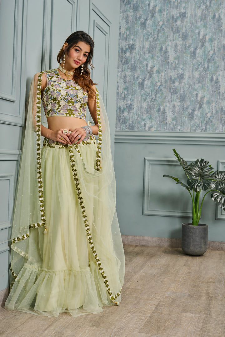 Light Green Georgette Lehenga Set Perfect for Celebrations