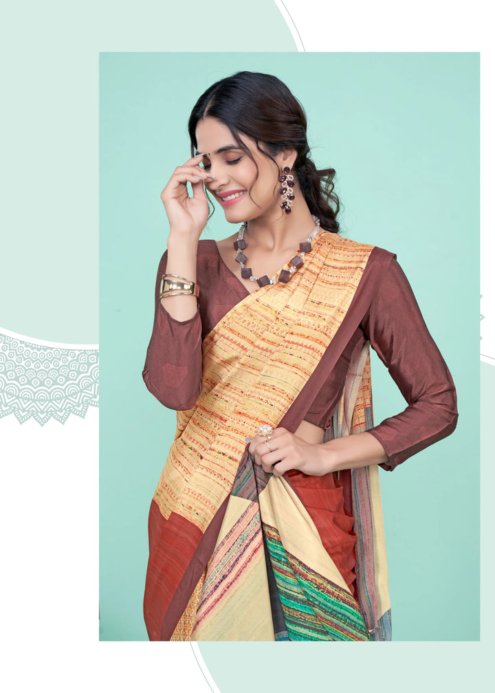 Festive Soft Crepe Saree with Digital Print Work