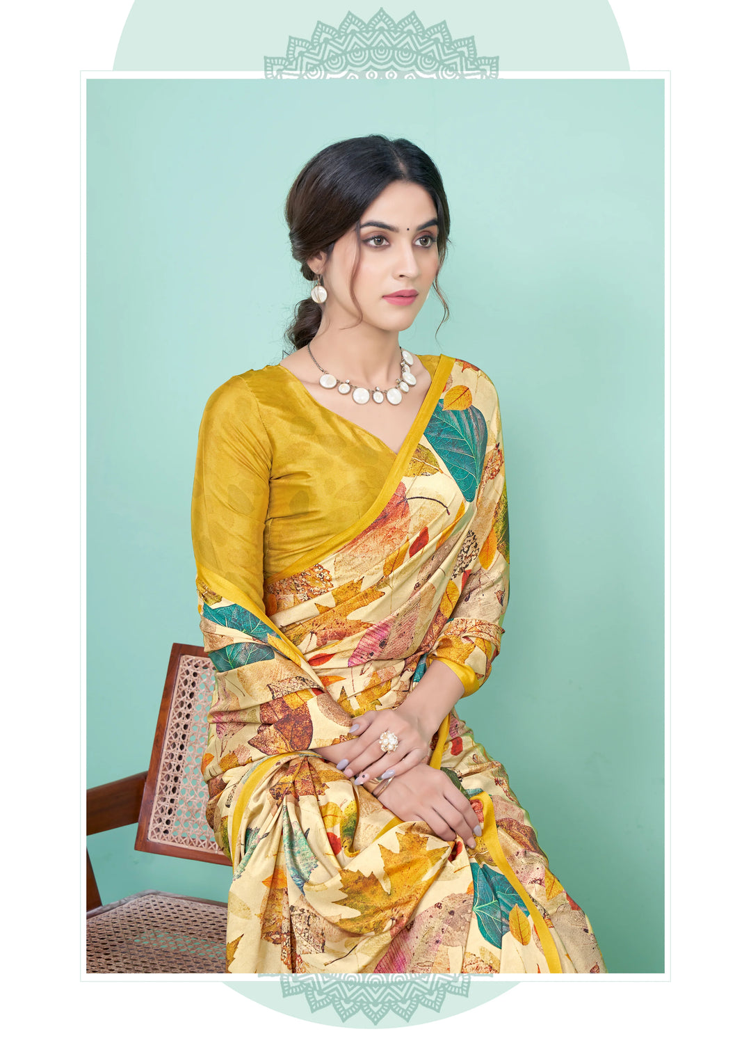 Beautiful Digital Print Soft Crepe Saree with Matching Blouse
