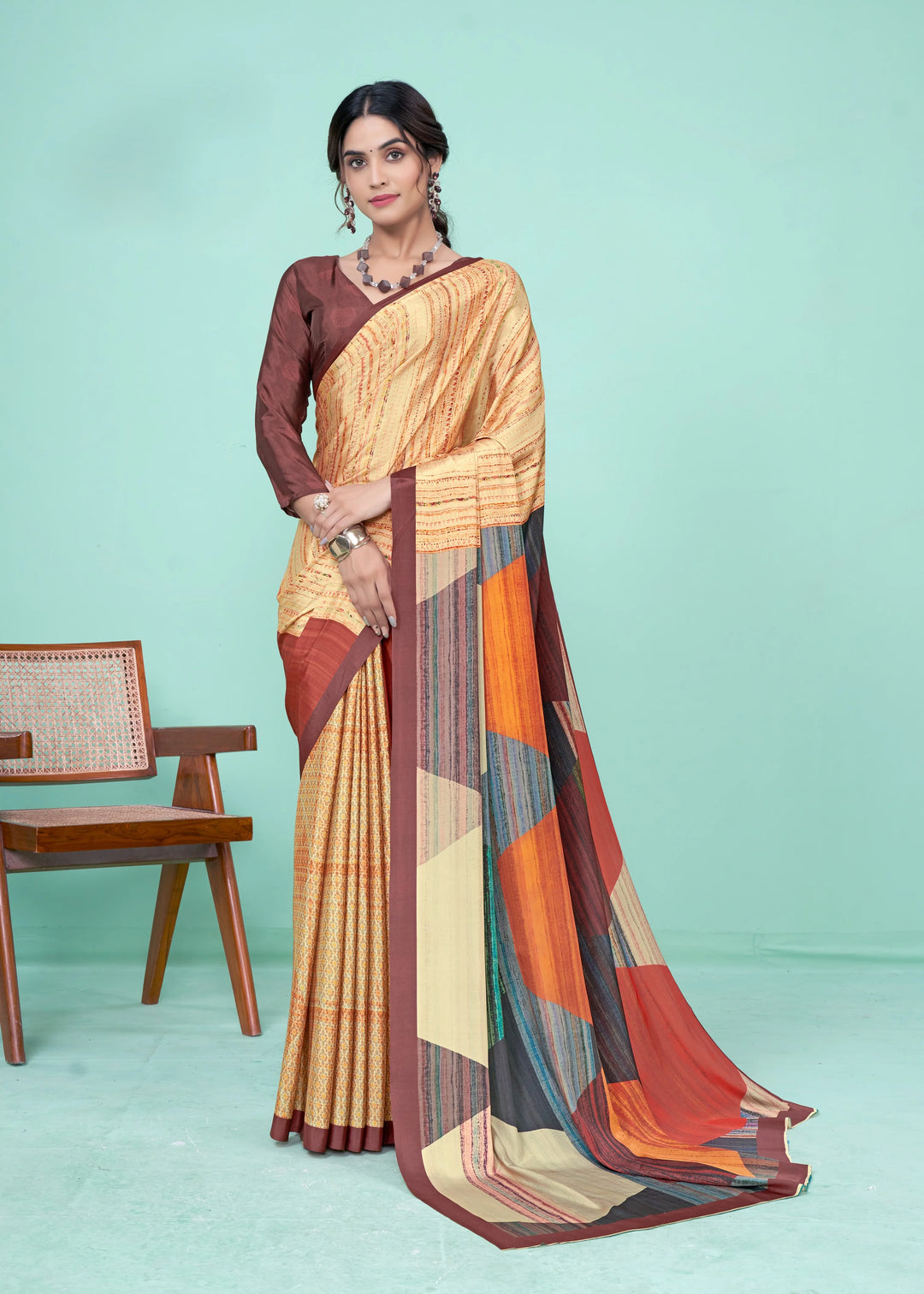 Festive Soft Crepe Saree with Digital Print Work