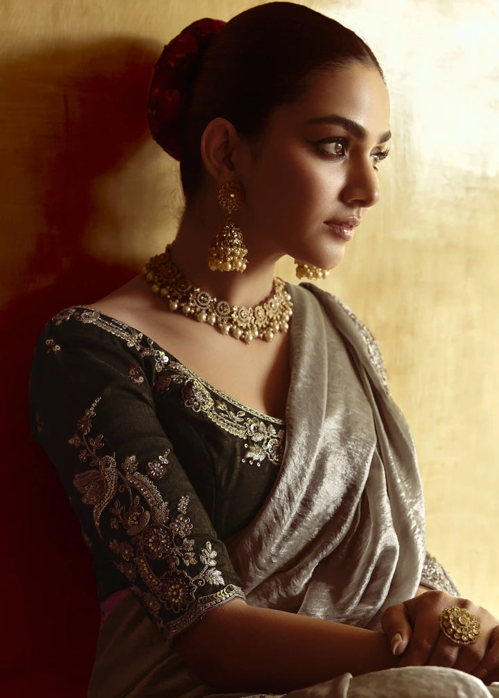 Designer Gary Saree Fancy Fabric with Thread Work & Sequins