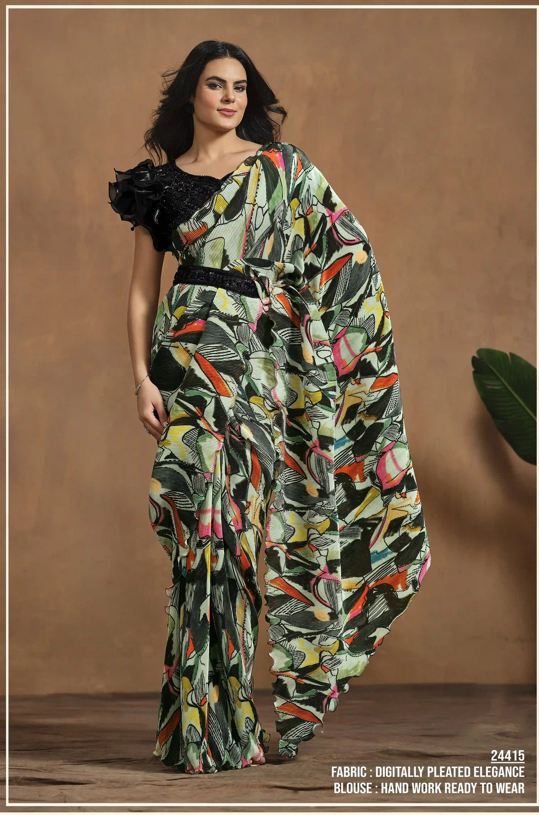 Trendy Satin Silk Saree in Pastel Green with Handcrafted Touch