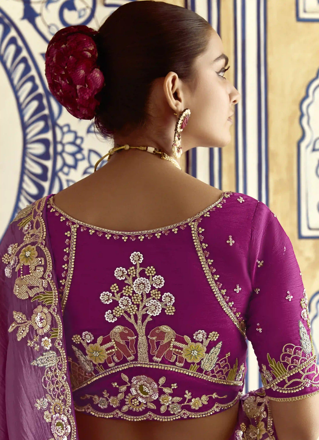 Fancy Lavender Saree Embroidered Work & Elegant Party Wear