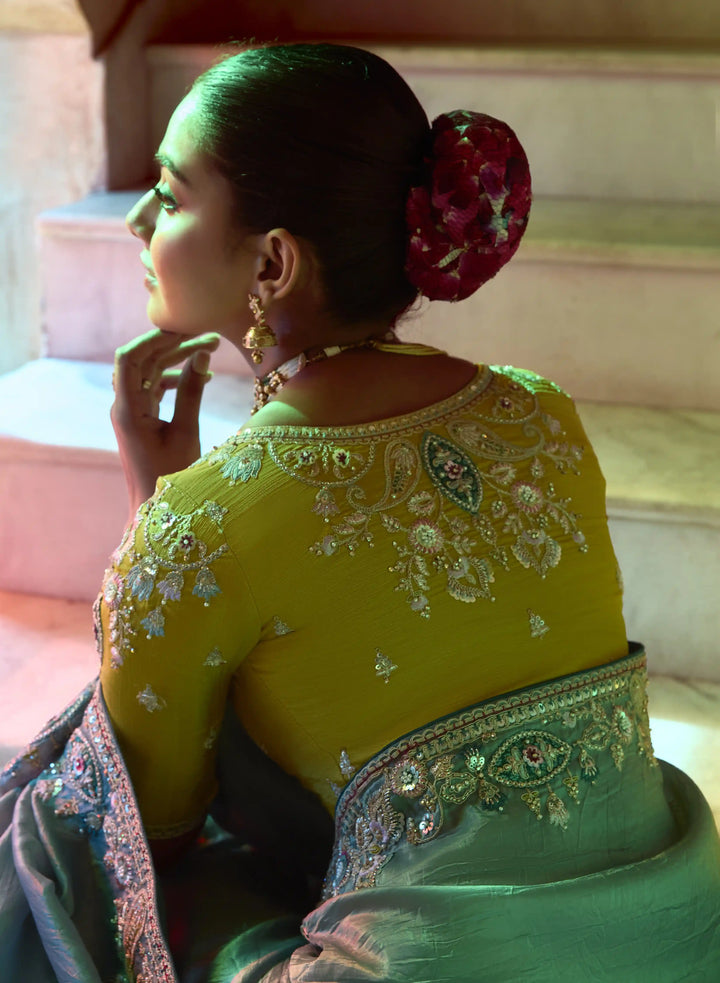 Elegant Light Blue Saree with Sequins & Thread Work for Party Wear