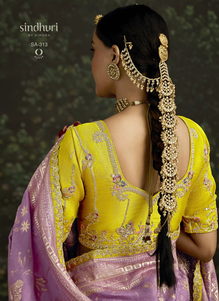 Mauve Dola Silk Saree with Sequins Embroidery Border