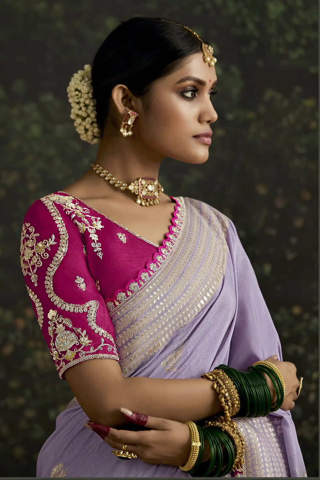 Designer Lavender Dola Silk Saree for Party Wear