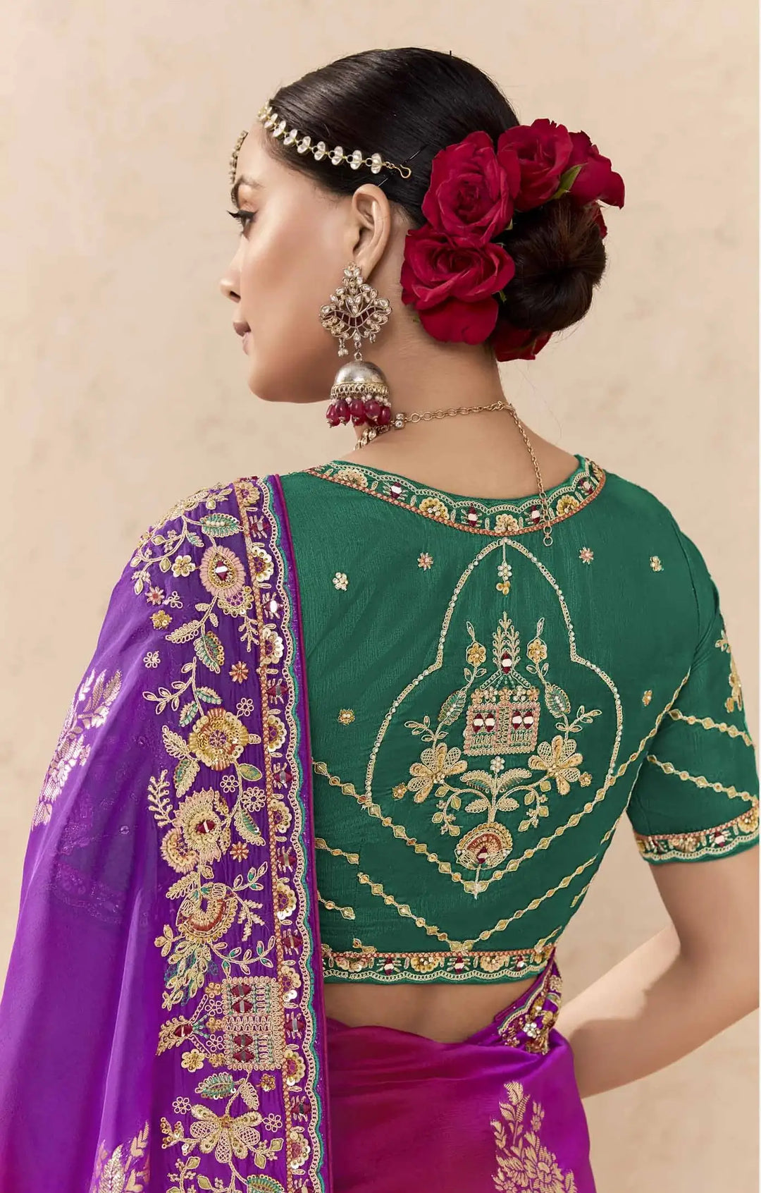 Stunning Dark Pink Fancy Saree with Sequin and Embroidery