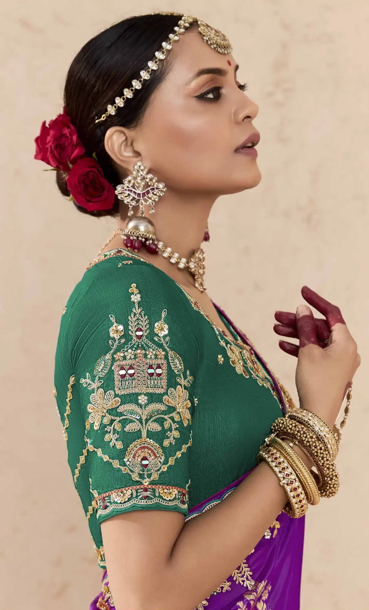 Stunning Dark Pink Fancy Saree with Sequin and Embroidery