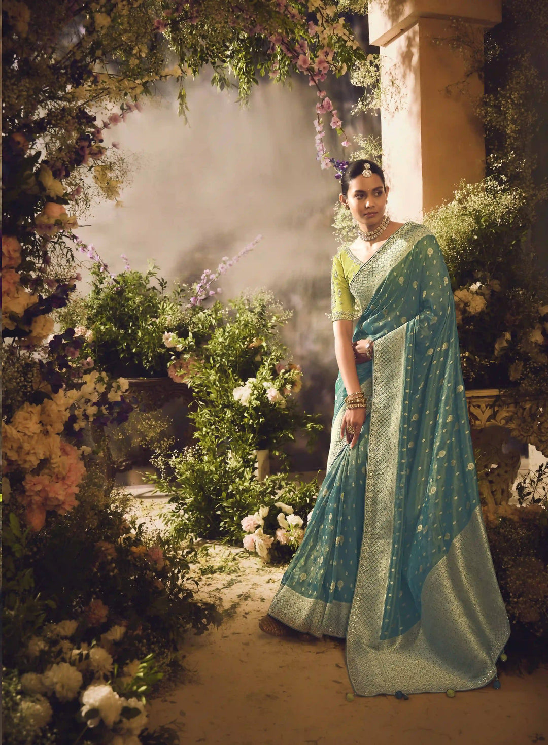 Timeless Rama Green Banarasi Silk Saree with Zari & Embroidery