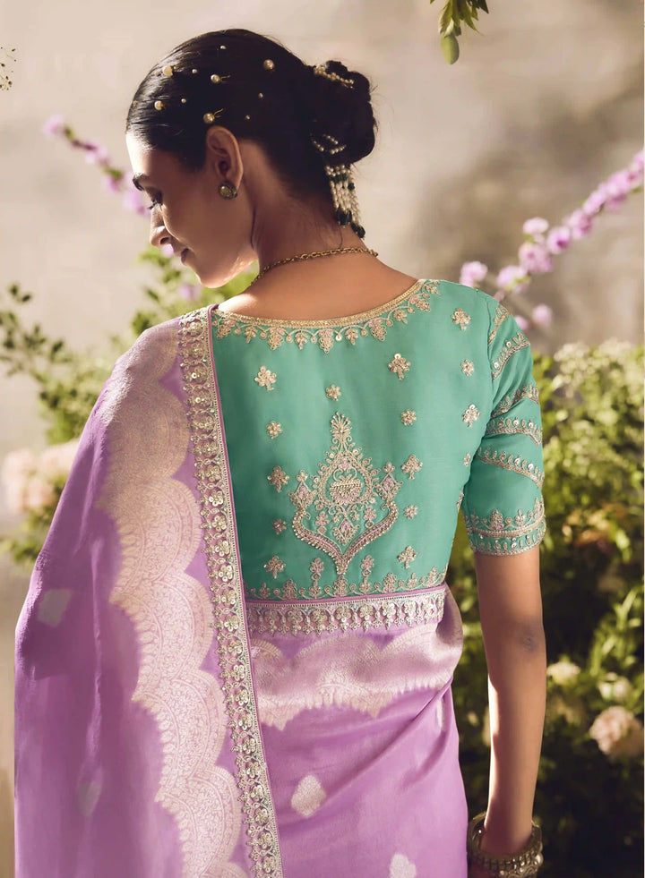 Royal Mauve Banarasi Saree with Stunning Silk Fabric & Embroidered Work