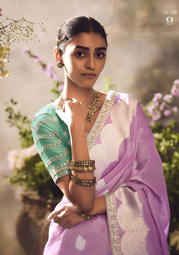 Royal Mauve Banarasi Saree with Stunning Silk Fabric & Embroidered Work