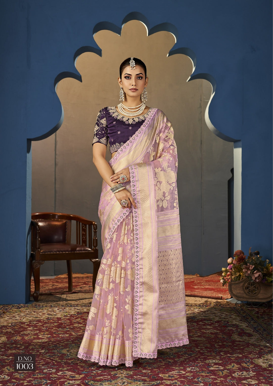 Party-Perfect Saree with Net Blouse & Intricate Embroidery
