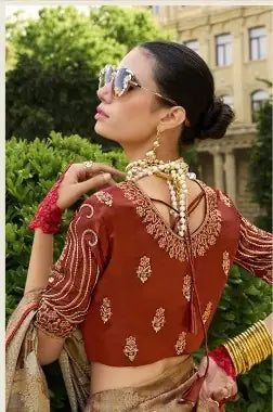 Gorgeous Light Orange Saree with Digital Print & Rich Pallu