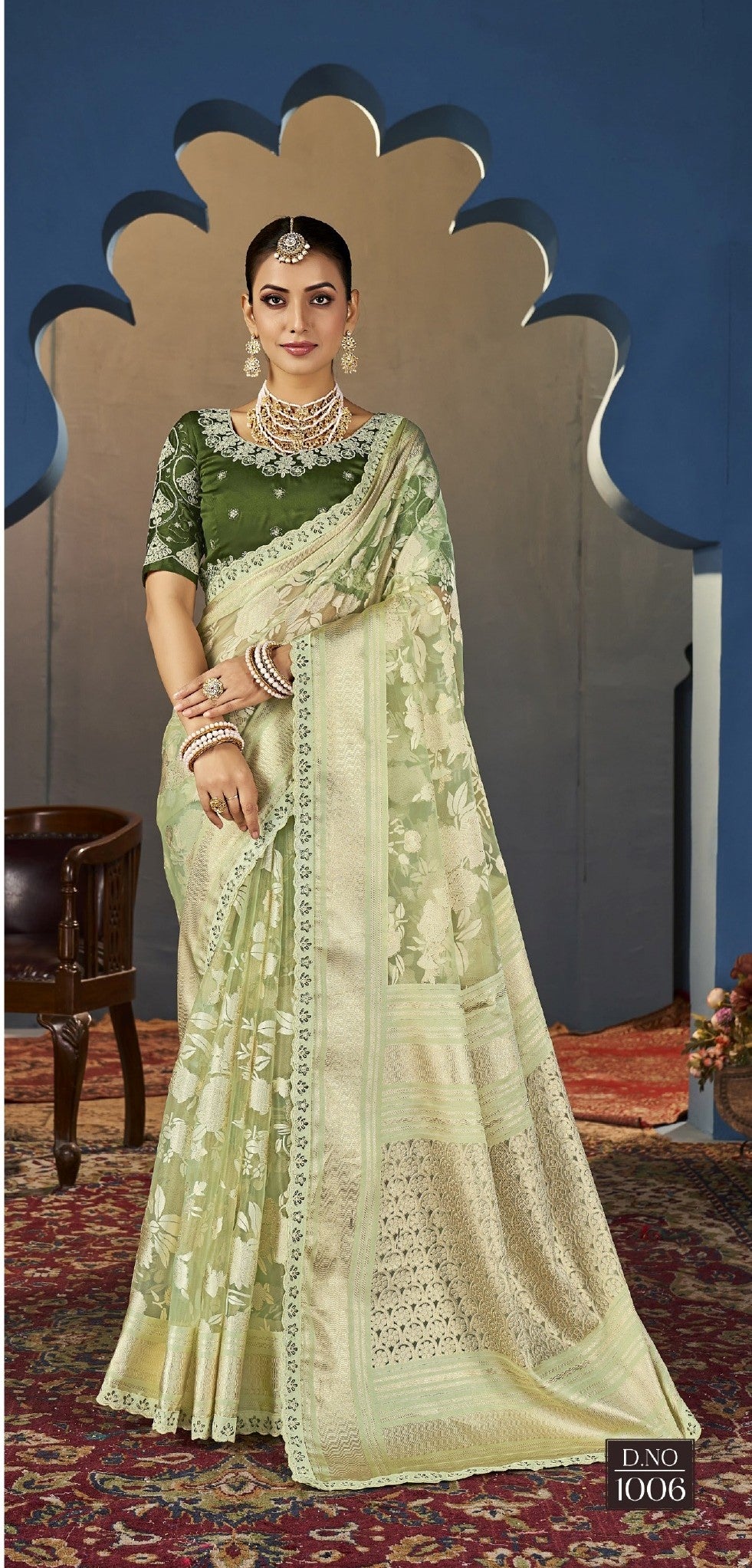 Party-Perfect Saree with Net Blouse & Intricate Embroidery