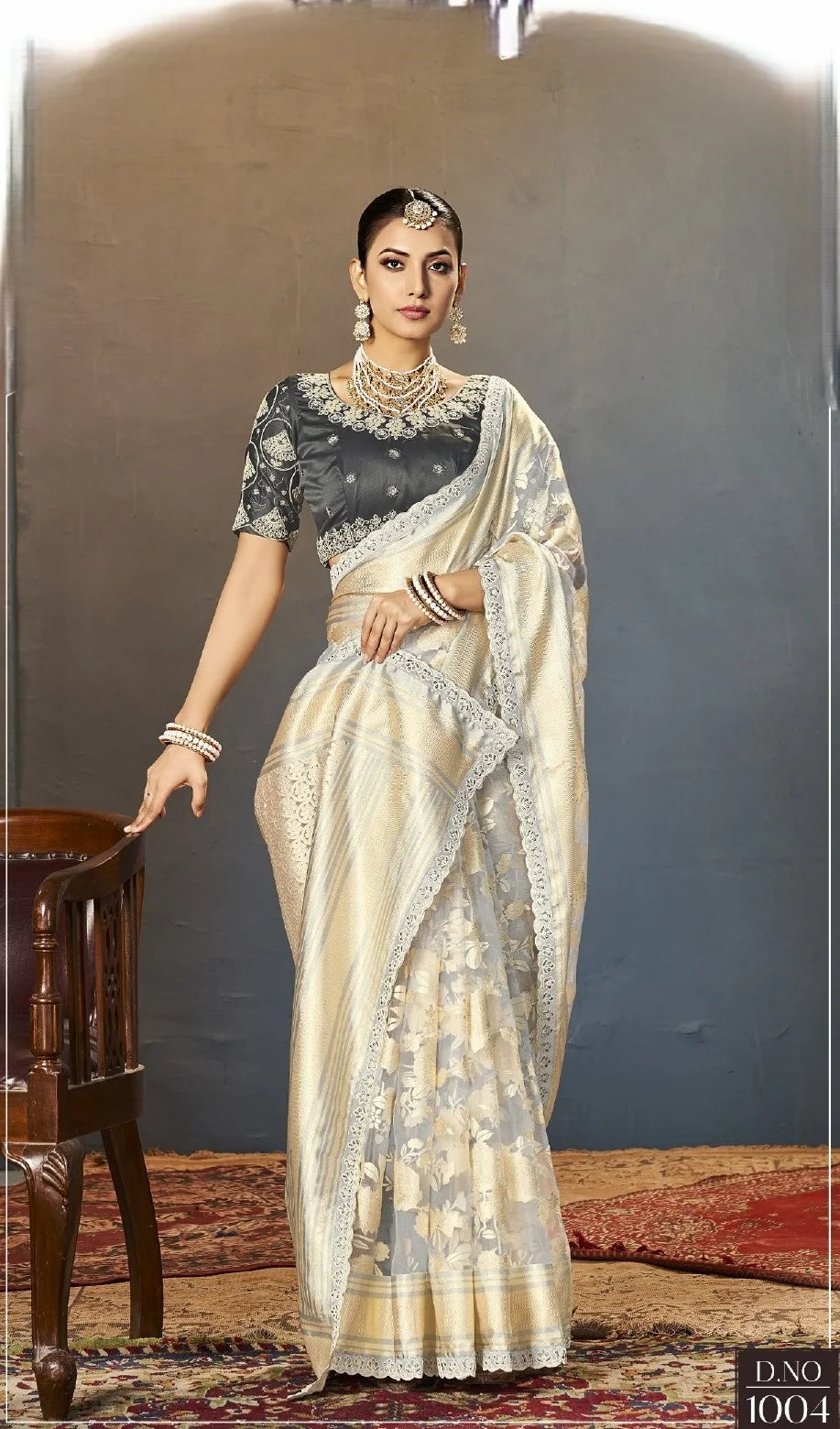 Party-Perfect Saree with Net Blouse & Intricate Embroidery
