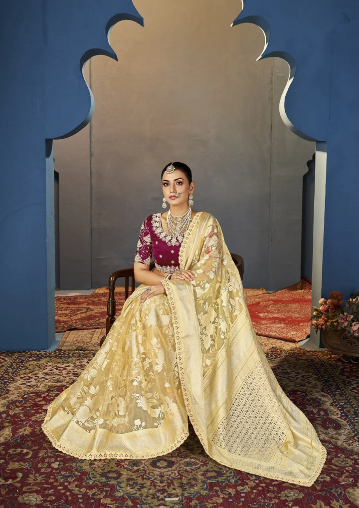 Party-Perfect Saree with Net Blouse & Intricate Embroidery