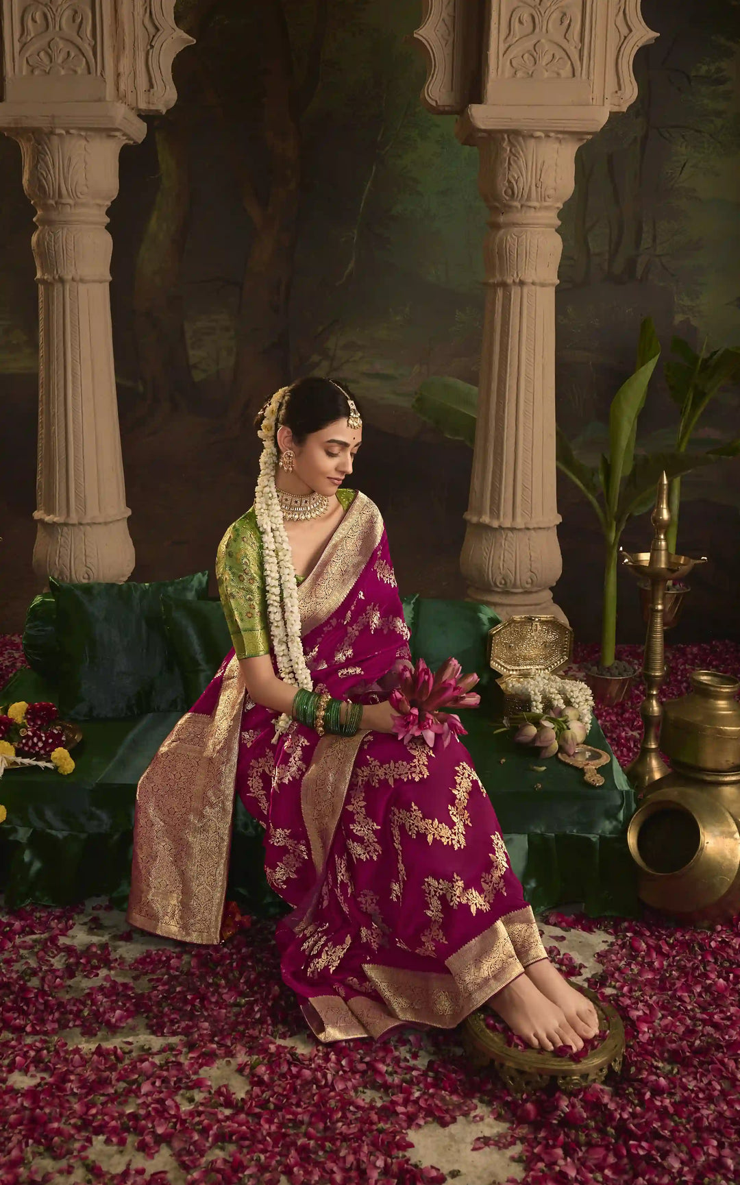 Designer Heavy Work Saree in Dazzling Dark Pink