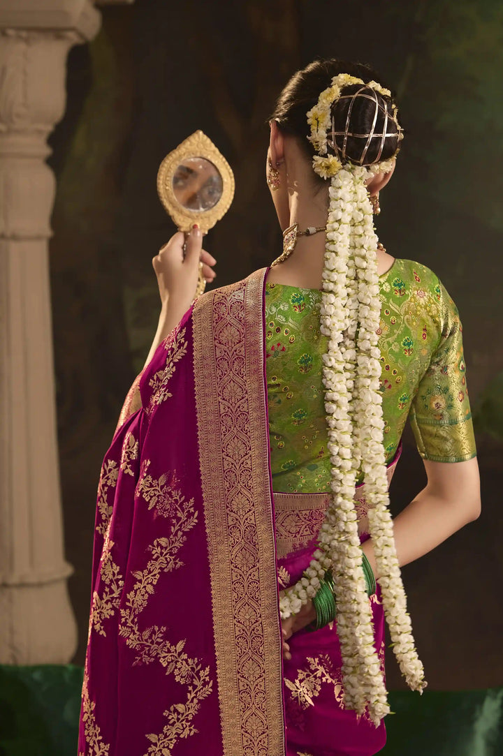 Designer Heavy Work Saree in Dazzling Dark Pink