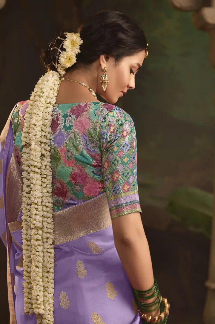 Premium Lavender Saree in Crepe Silk with Fancy Pallu