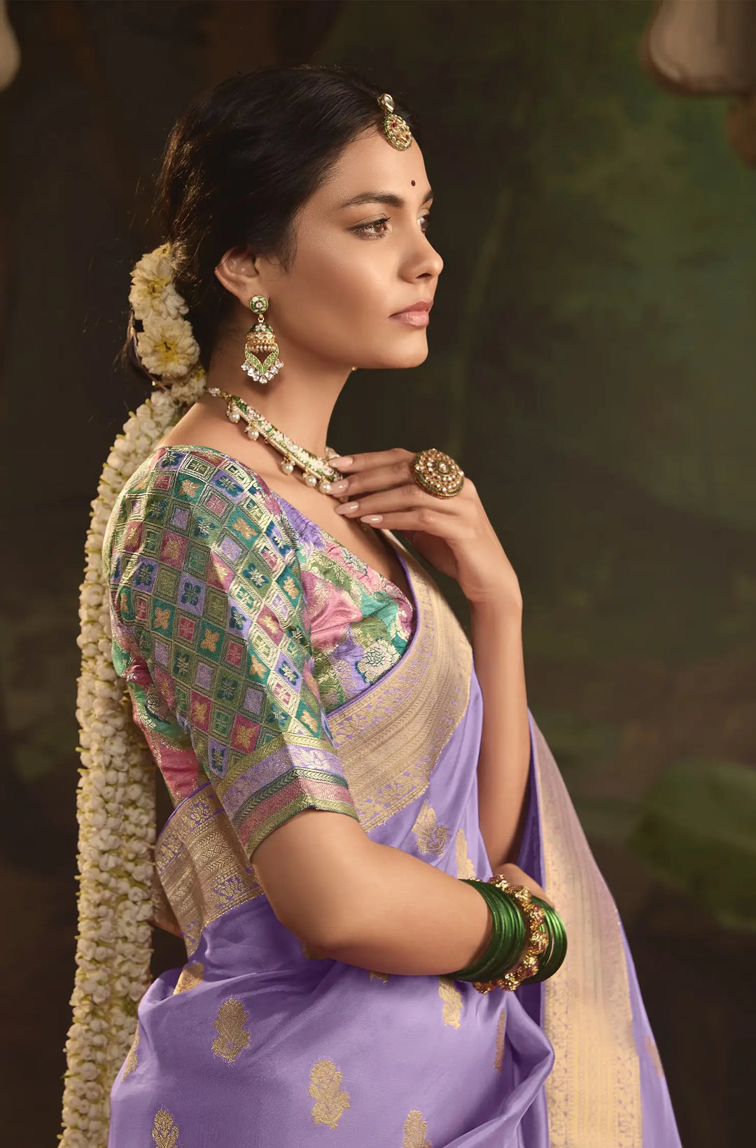 Premium Lavender Saree in Crepe Silk with Fancy Pallu