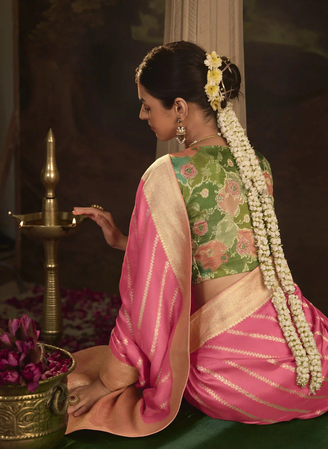 Classic Pink Silk Saree with Fancy Woven Pallu Design