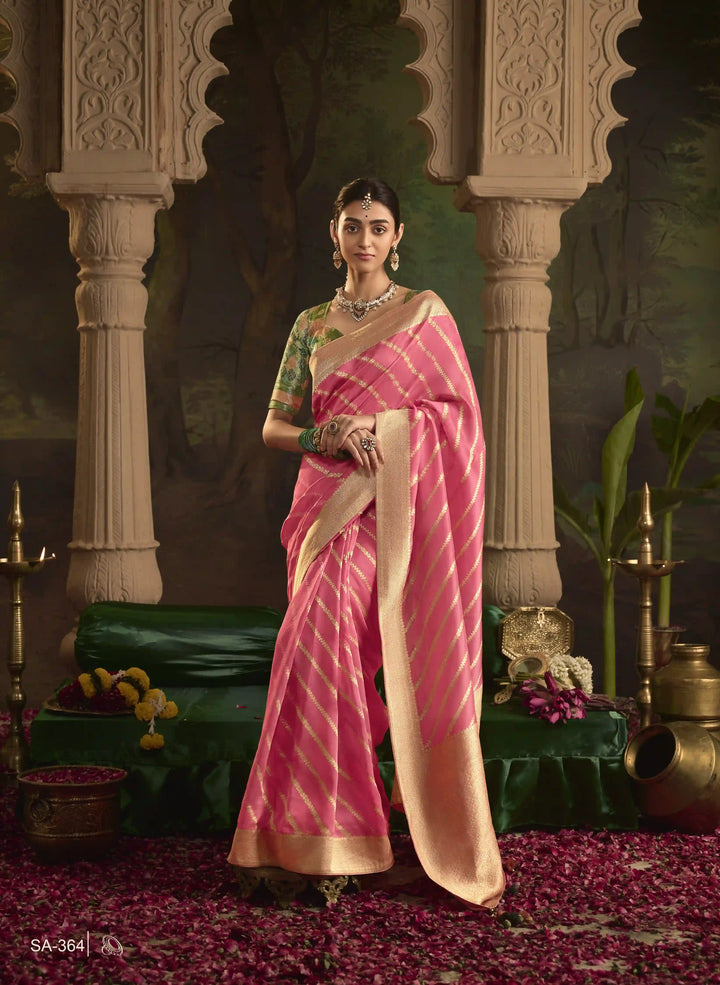 Classic Pink Silk Saree with Fancy Woven Pallu Design