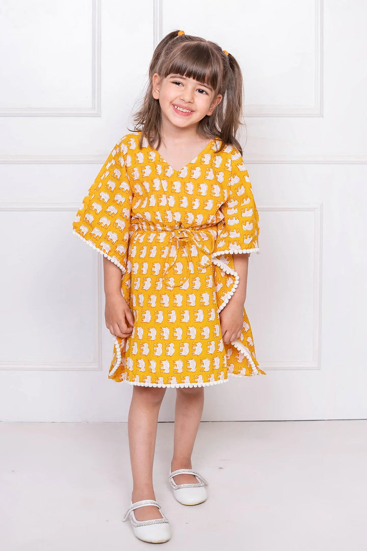 Mommy & Me Matching Set: Mustard Rabbit Kaftan & Shorts