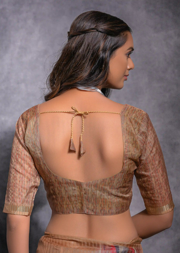 Sophisticated Linen Saree with Digital & Zari Work