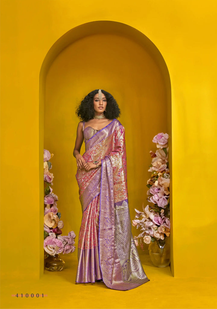 Vibrant Rani Pink Handloom Silk Saree with Rich Finish